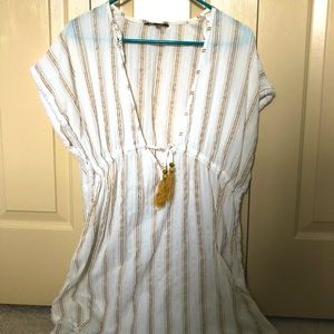 White striped swimsuit coverup